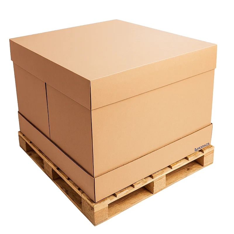 Caixa de papelão de alta resistência sobre pallet para transporte industrial