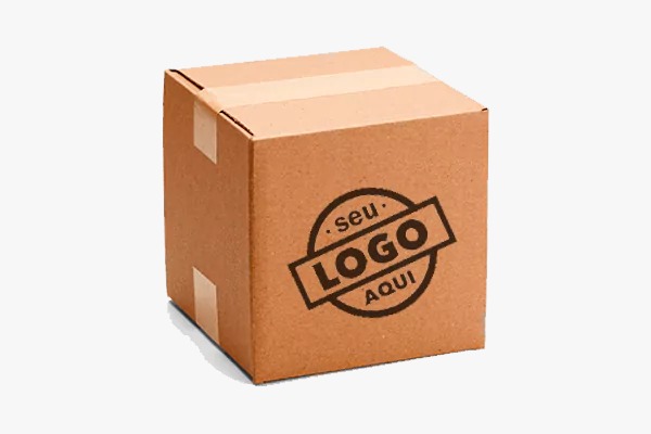 Caixa de papelão cúbica com impressão de logotipo personalizado na face lateral